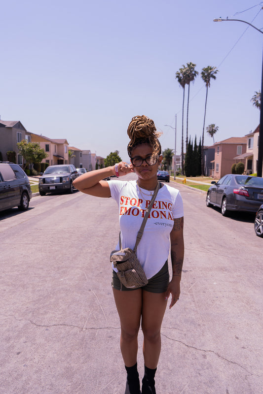 "Stop Being Emotional" Women's Quote Tee